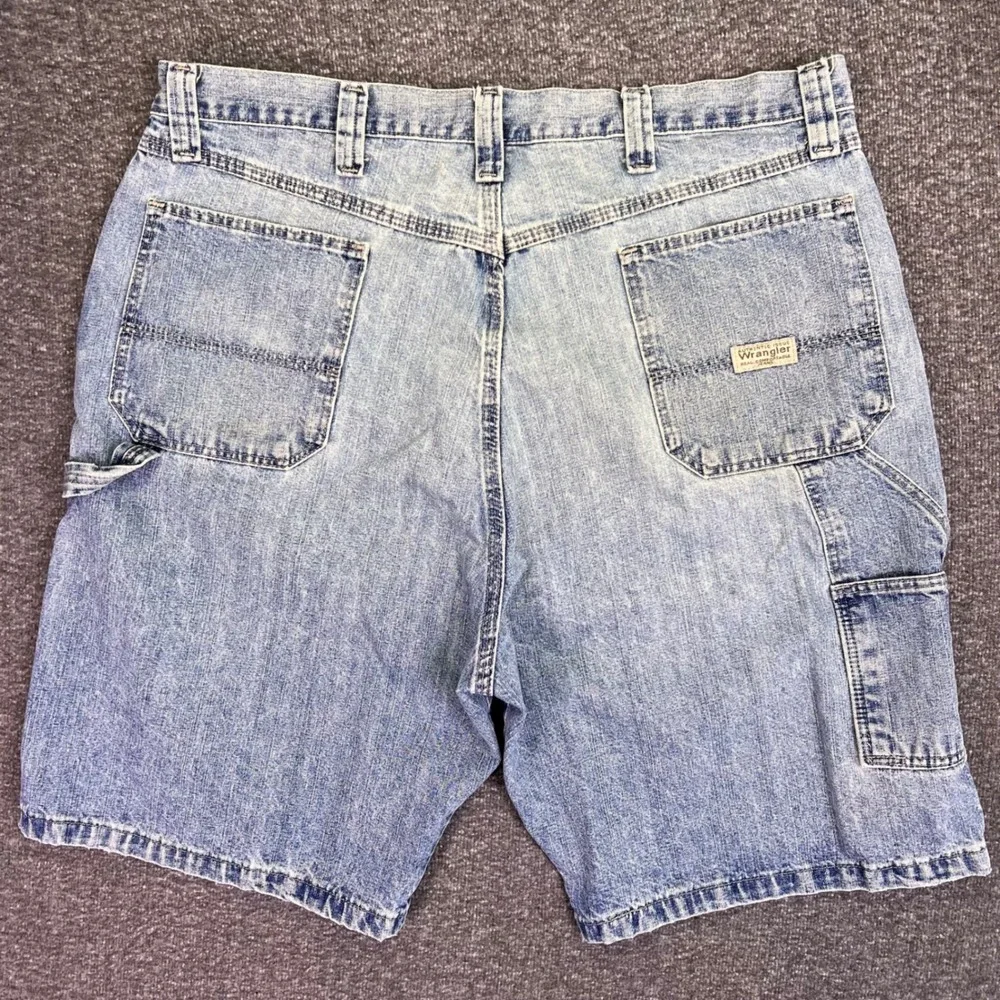 Wrangler Carpenter Shorts Men 38 Light Blue Retro Workwear Relaxed Denim Utility